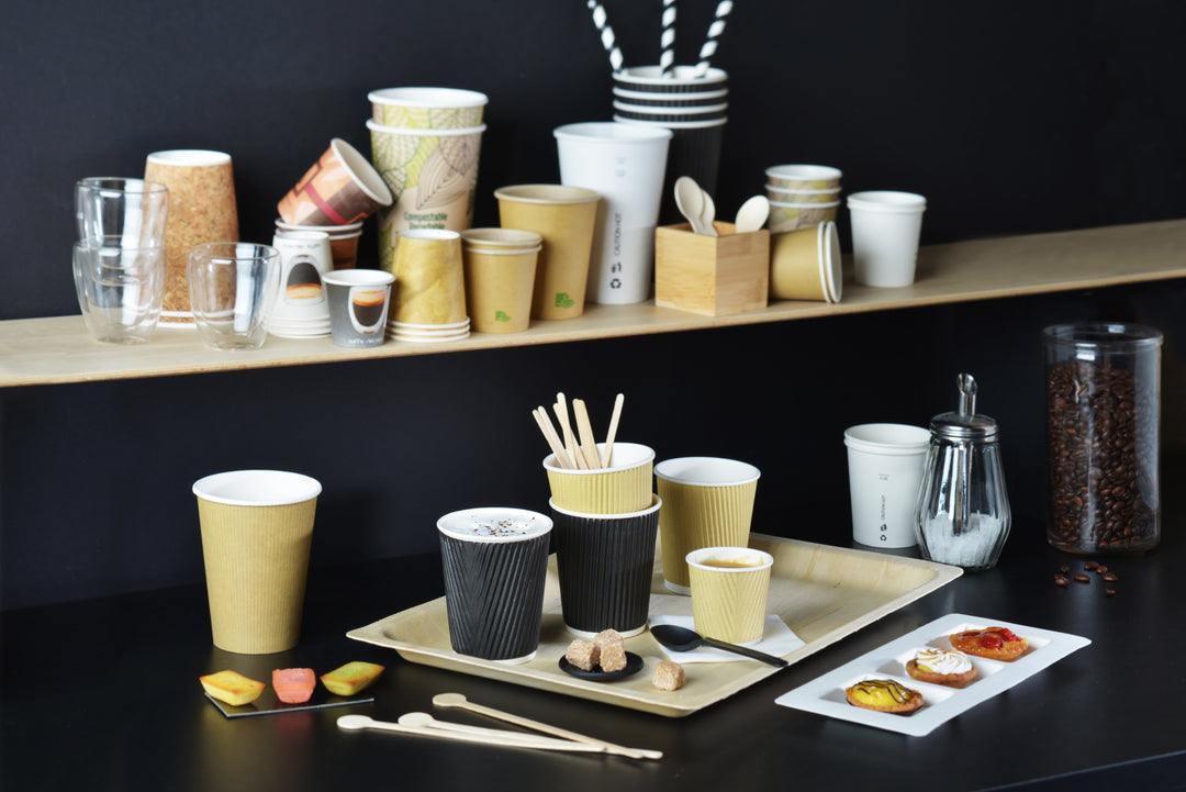 PacknWood 210GCRPLA4K Compostable Rippled Kraft 4 oz Cup