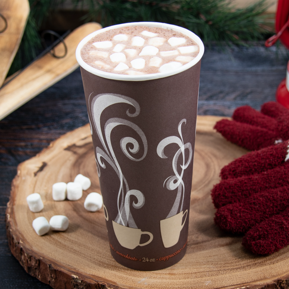 Dart ThermoGuard DWTG24ST Double Wall 24 oz Paper Cup with Steam Design