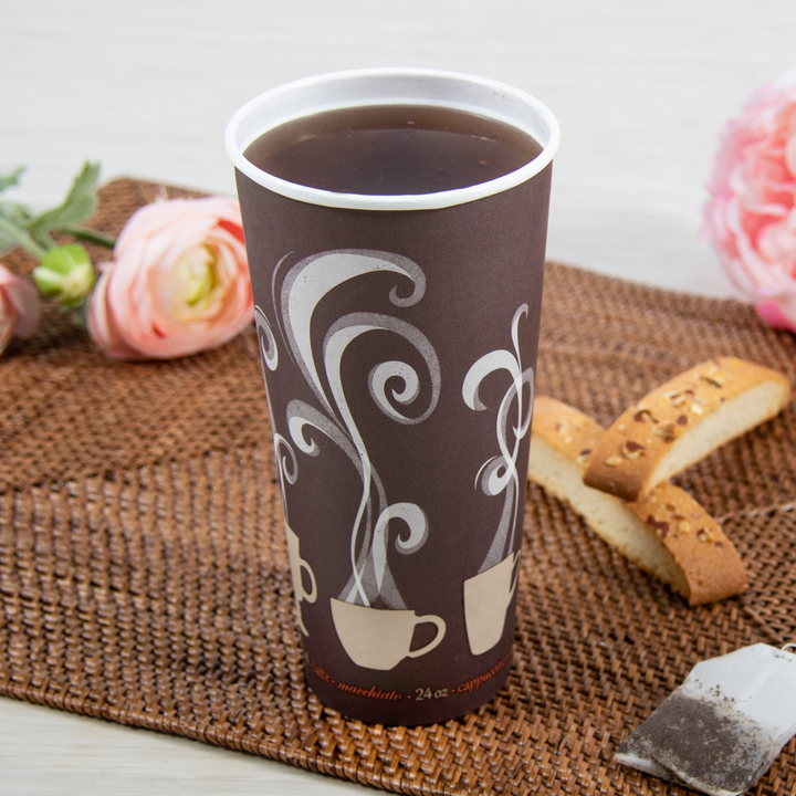 Dart ThermoGuard DWTG24ST Double Wall 24 oz Paper Cup with Steam Design
