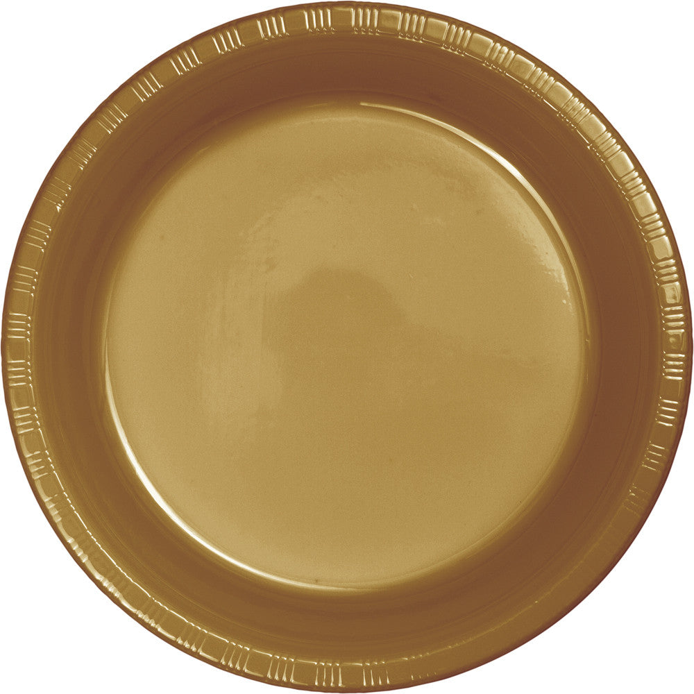 Creative Converting 7" Round Gold Plastic Plates