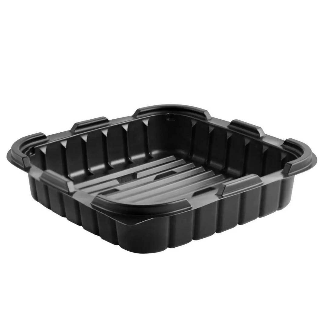 Anchor Packaging CF85321 Crisp Food Technologies 8" Square Black 33 oz Microwavable 1-Comp. Container Base