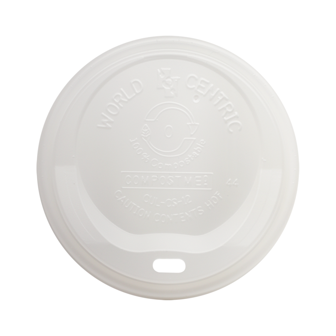 World Centric CUL-CS-12 White PLA Lid for 10-20 oz Paper Hot Cups
