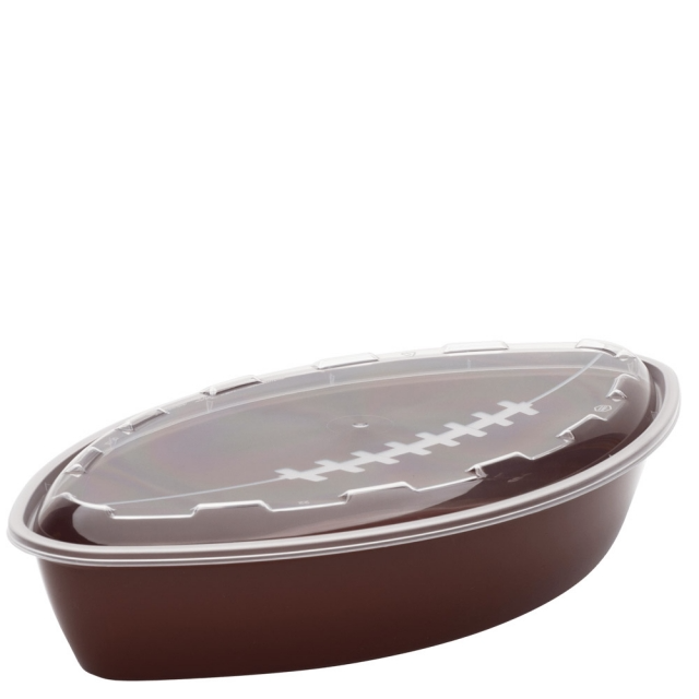 CuBE CF-56BRN 56 oz Brown Bottom Oval Football Container Combo CuBE