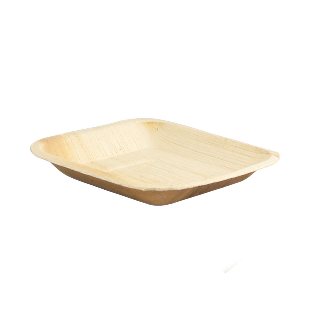6 Inch Square Palm Leaf Plate Rounded Corners | PacknWood