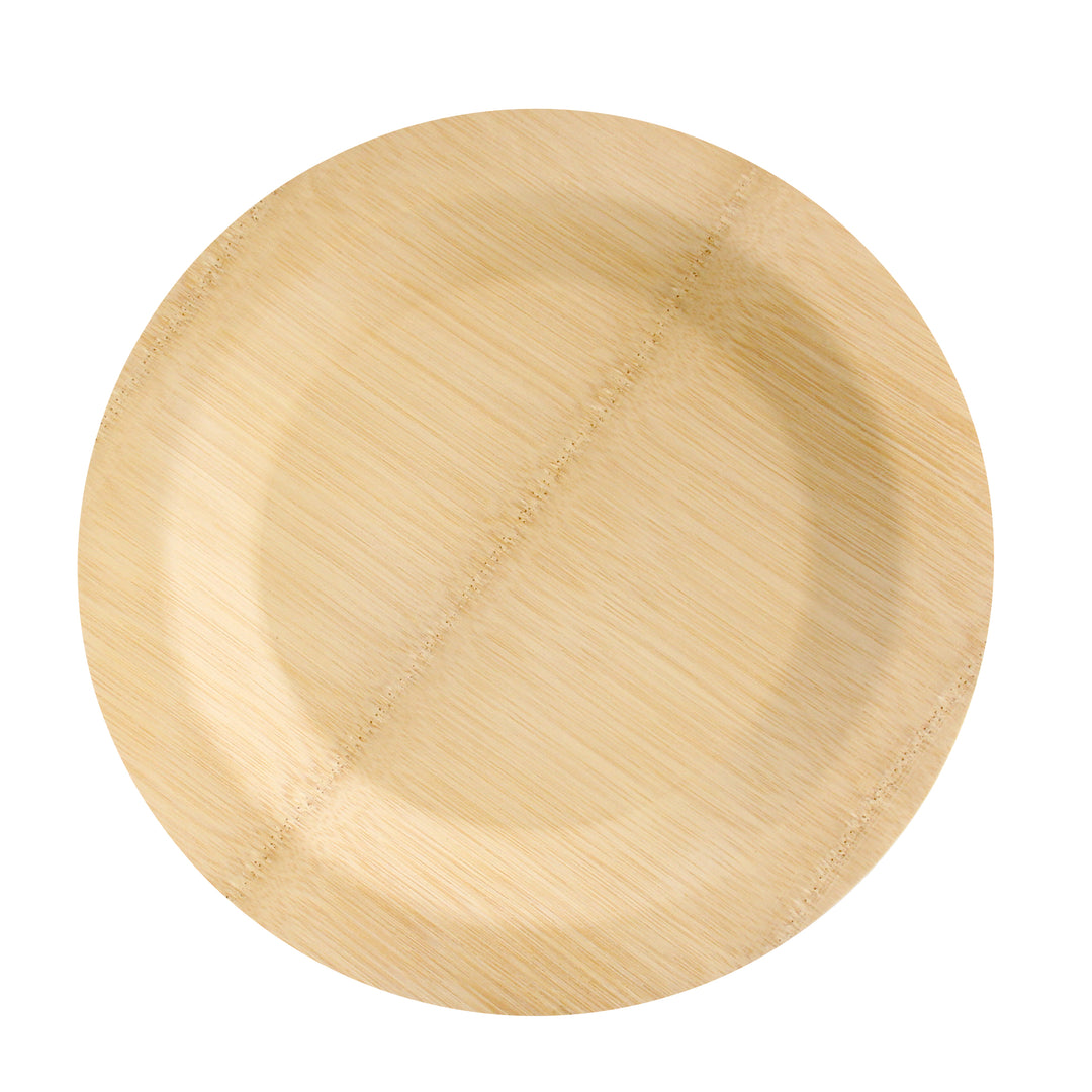 PacknWood 9 Inch Round Bamboo Veneer Plate