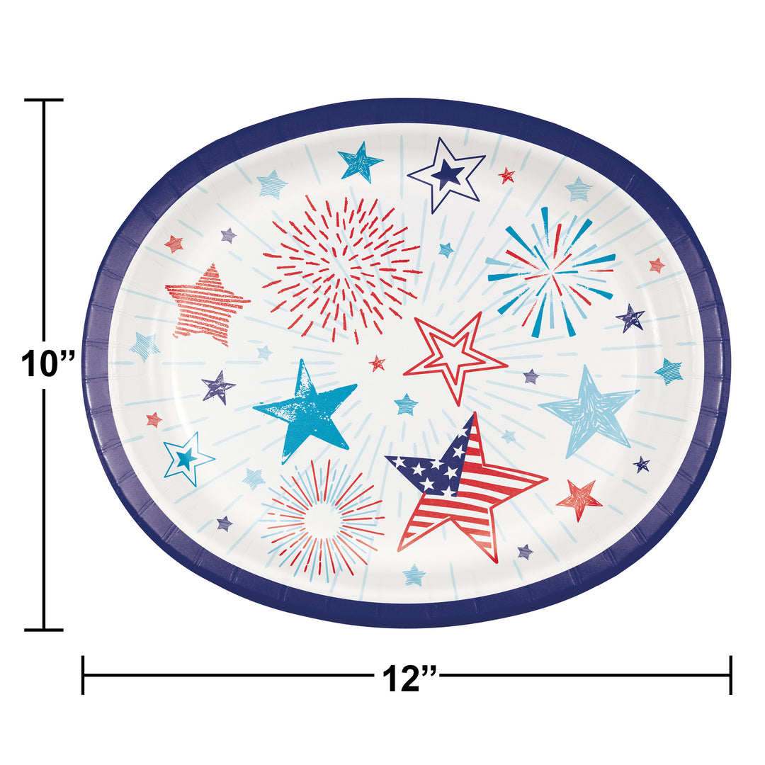 Creative Converting 10" x 12" Oval Patriotic Party Paper Platters