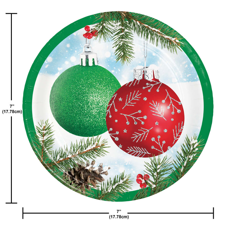 Creative Converting 376071 Classical Christmas 7" Round Paper Plates