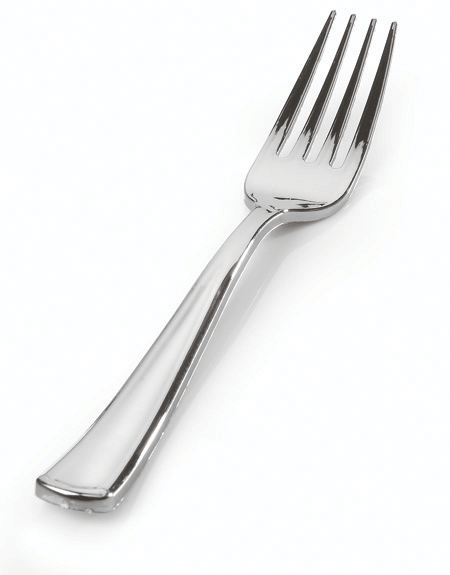 Fineline 703 7.5" Heavy Weight Silver Plastic Forks Fineline