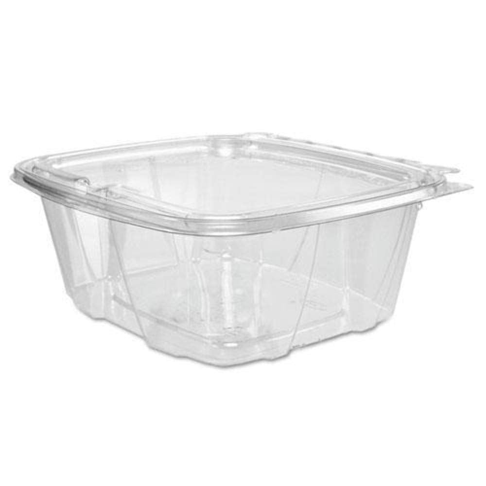 Dart ClearPac SafeSeal CH64DEF 64 oz Clear Plastic Tamper Evident/Resistant Container with Flat Lid