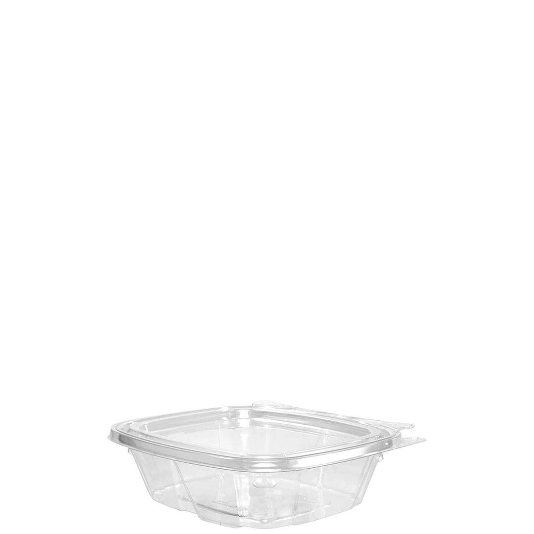 Dart ClearPac SafeSeal CH8DEF 8 oz Clear Plastic Tamper Evident/Resistant Container with Flat Lid