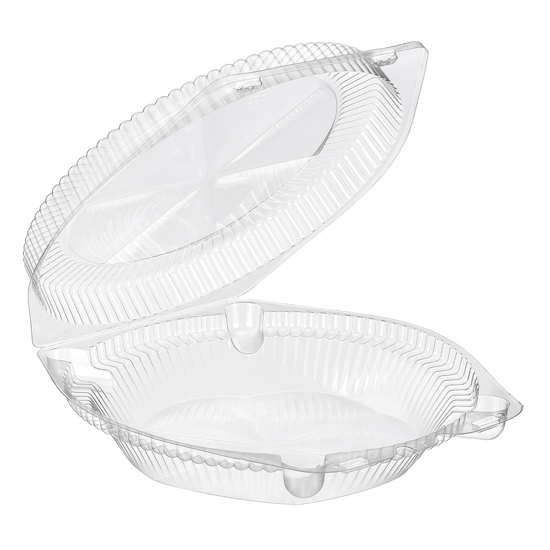 Inline Plastics SLP109 9" Round Clear Hinged Shallow Lid Pie Container