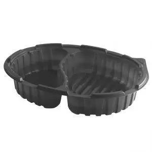 Anchor Packaging CF1940-2 Crisp Food Technologies 11" x 8.5" Oval Black 26/16 oz Microwavable 2-Comp. Container Base