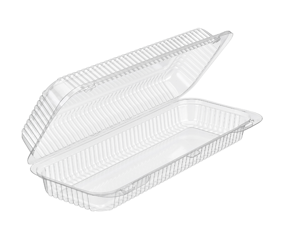 Inline Plastics SLP65 Clear Hinged 60.9 oz Deli Container 12.3" x 5.1" x 2.6"