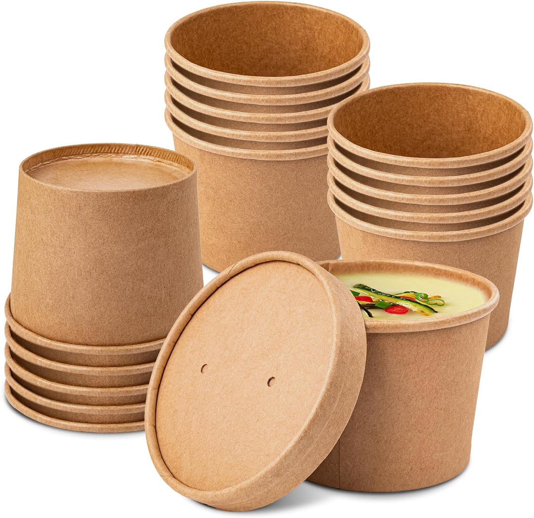 Inno-Pak 10 Oz Kraft Paper Food Container with Lid