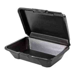 Genpak 20500-3L Black 9" x 6" Hinged Deep All-Purpose Container
