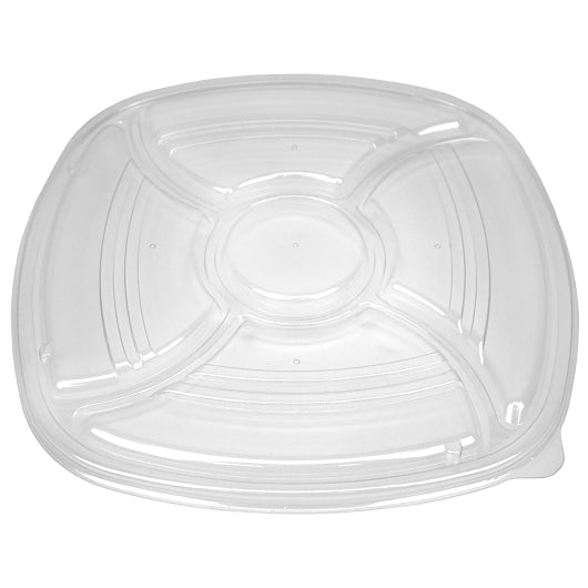 D&W Finepack CL213-1405C5H Forum Square 5 Compartment Clear Flat Lid for 14" Cater Tray