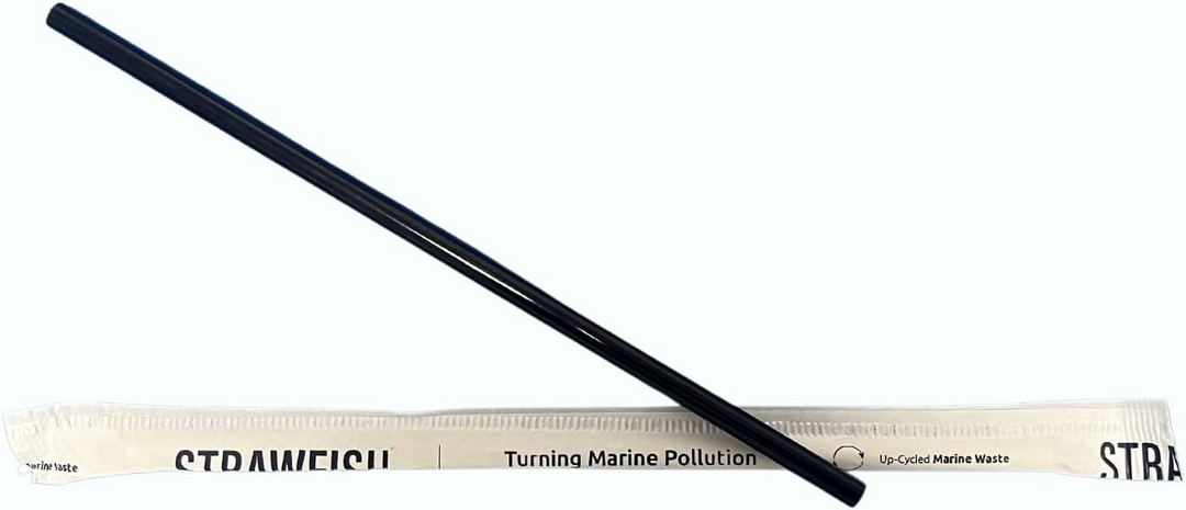 7.75" Black Wrapped Bio-Plastic Straw