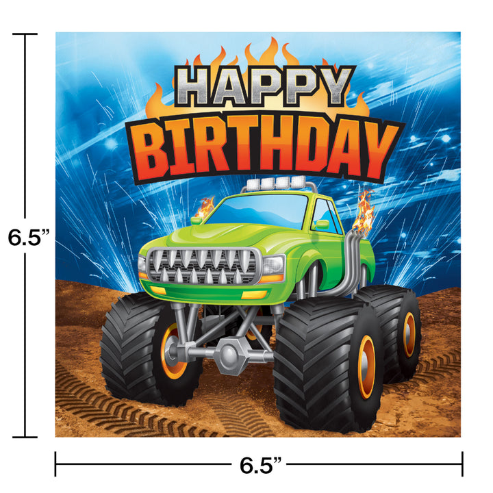Creative Converting 339805 13" x 13" Monster Truck Rally Lunch Napkins