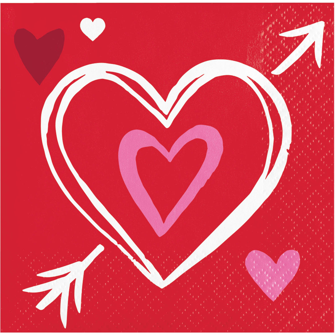 Creative Converting 378258 10" X 10" Joyful Hearts Beverage Napkins