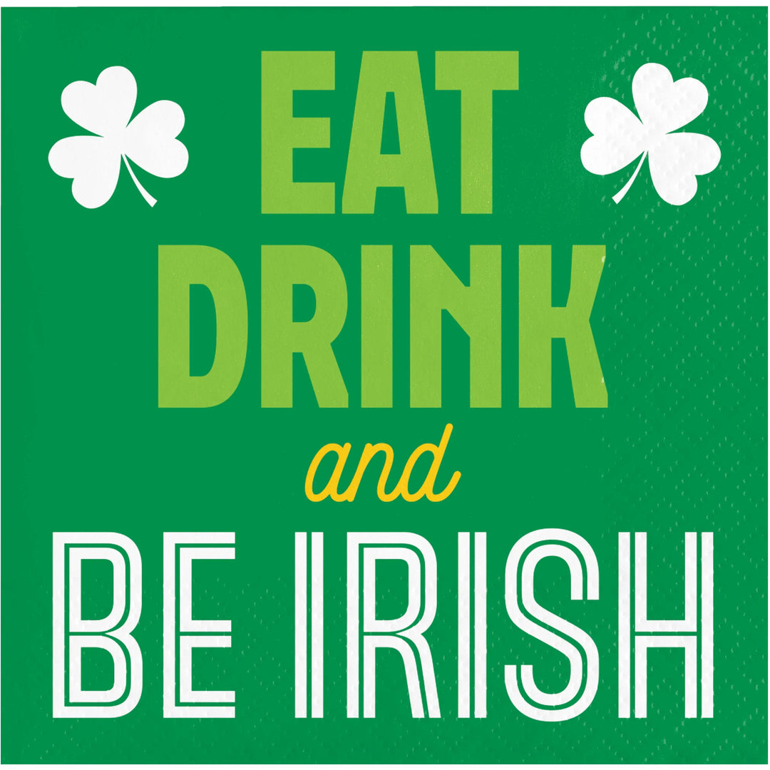 Creative Converting 378271 Eat, Drink, Be Irish 10" x 10" Beverage Napkins