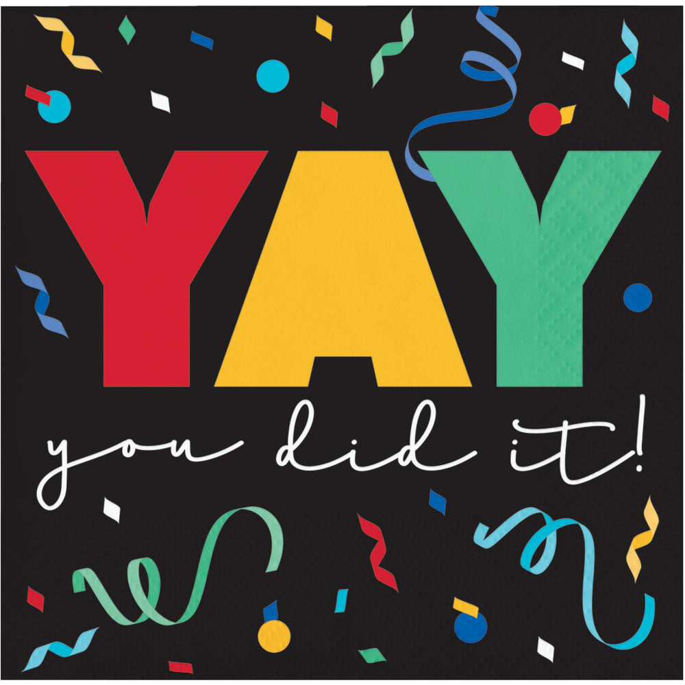 Creative Converting 369874 10" X 10" "Yay You Did It" Lunch Napkins