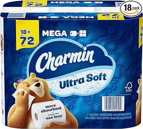 Charmin PGC08797 Ultra Soft Mega Roll Toilet Tissue 18 = 72