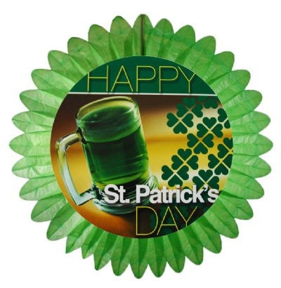 46" Light Green Happy St Patrick's Day/Beer Mug Tissue Fan (06021-012-080)