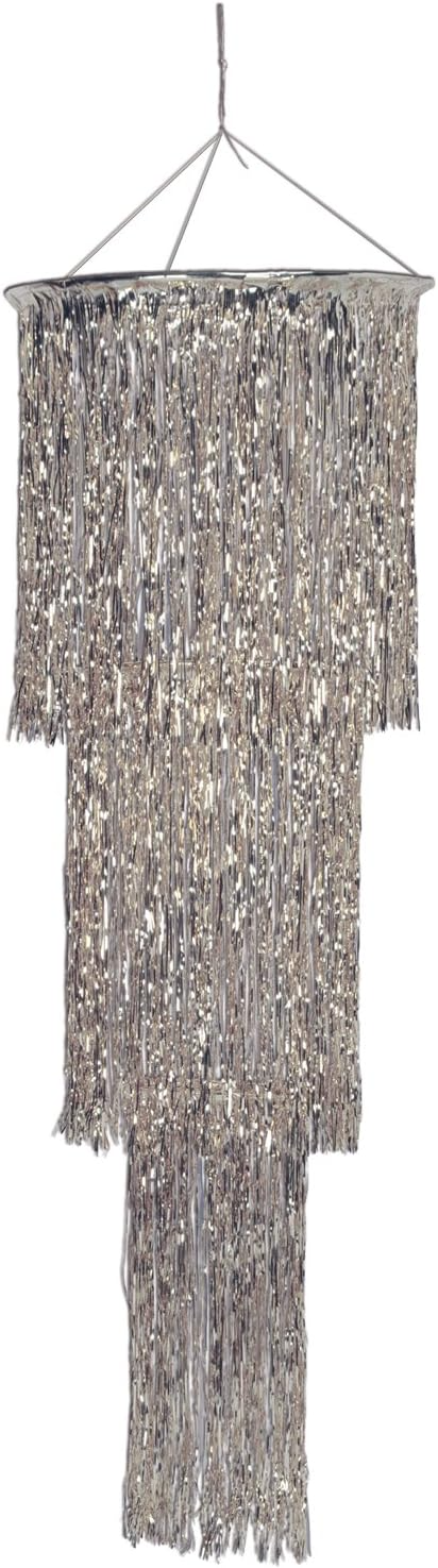 Party Time 4081 Silver 3 Tier Metallic Chandelier 4'