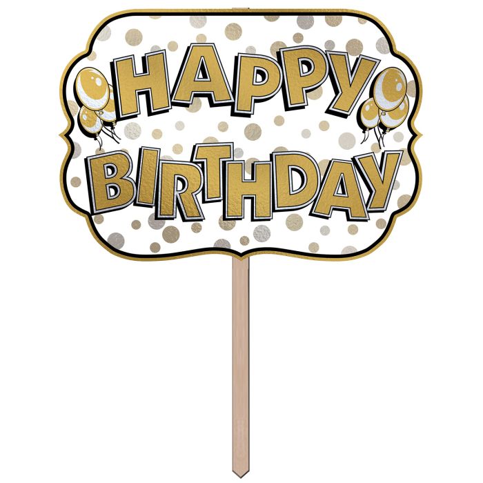 Beistle 53809 10" x 14.5" Foil Happy Birthday Yard Sign