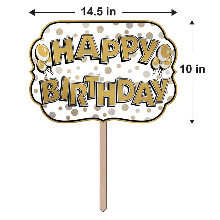 Beistle 53809 10" x 14.5" Foil Happy Birthday Yard Sign