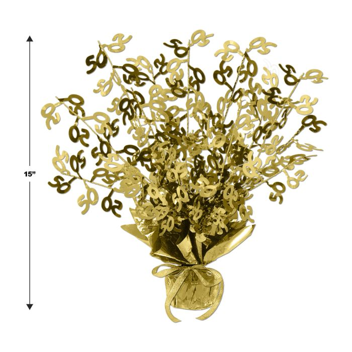 Beistle 15" Gold "50" Gleam N Burst Centerpiece (54280-GD)