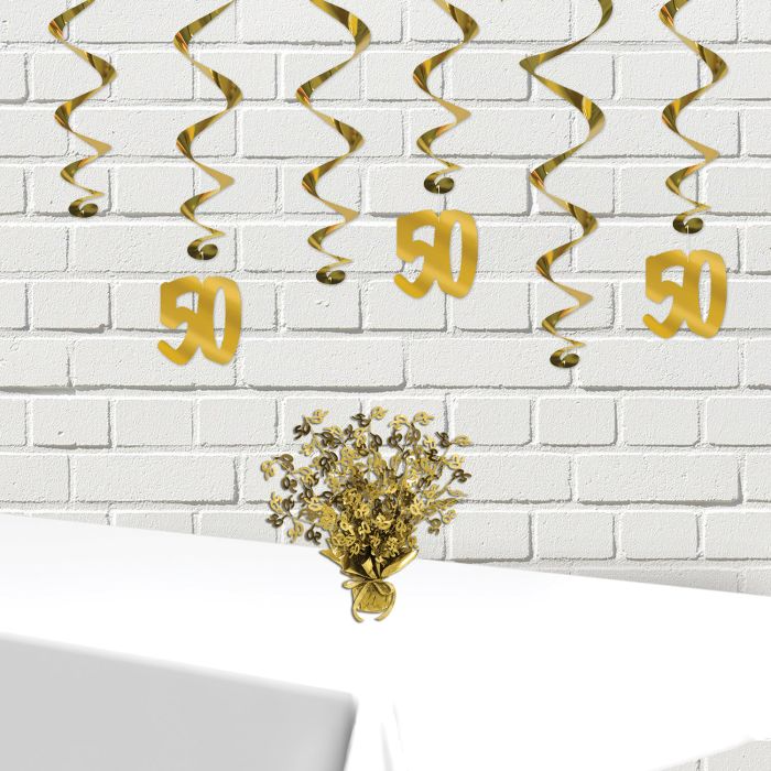 Beistle 15" Gold "50" Gleam N Burst Centerpiece (54280-GD)