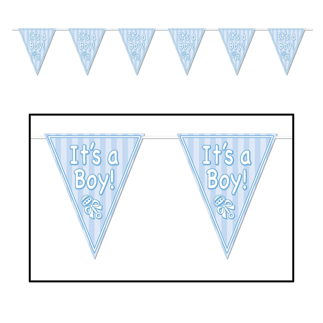 Beistle 11" x 12' "It's A Boy" Pennant Banner (57448)