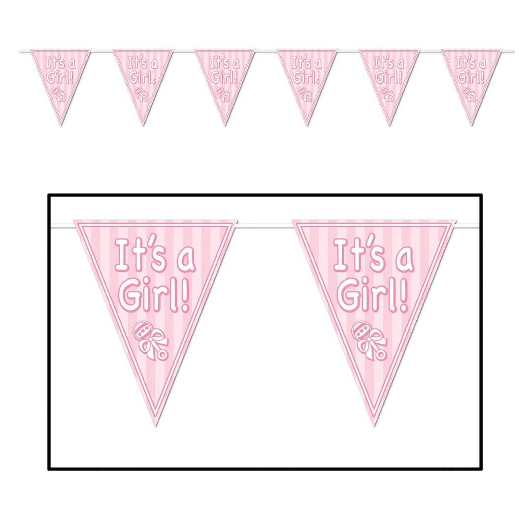 Beistle 11" x 12' "It's A Girl" Pennant Banner (57447)