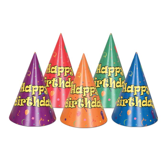 Beistle 66009 Balloon & Confetti Happy Birthday Cone Hats