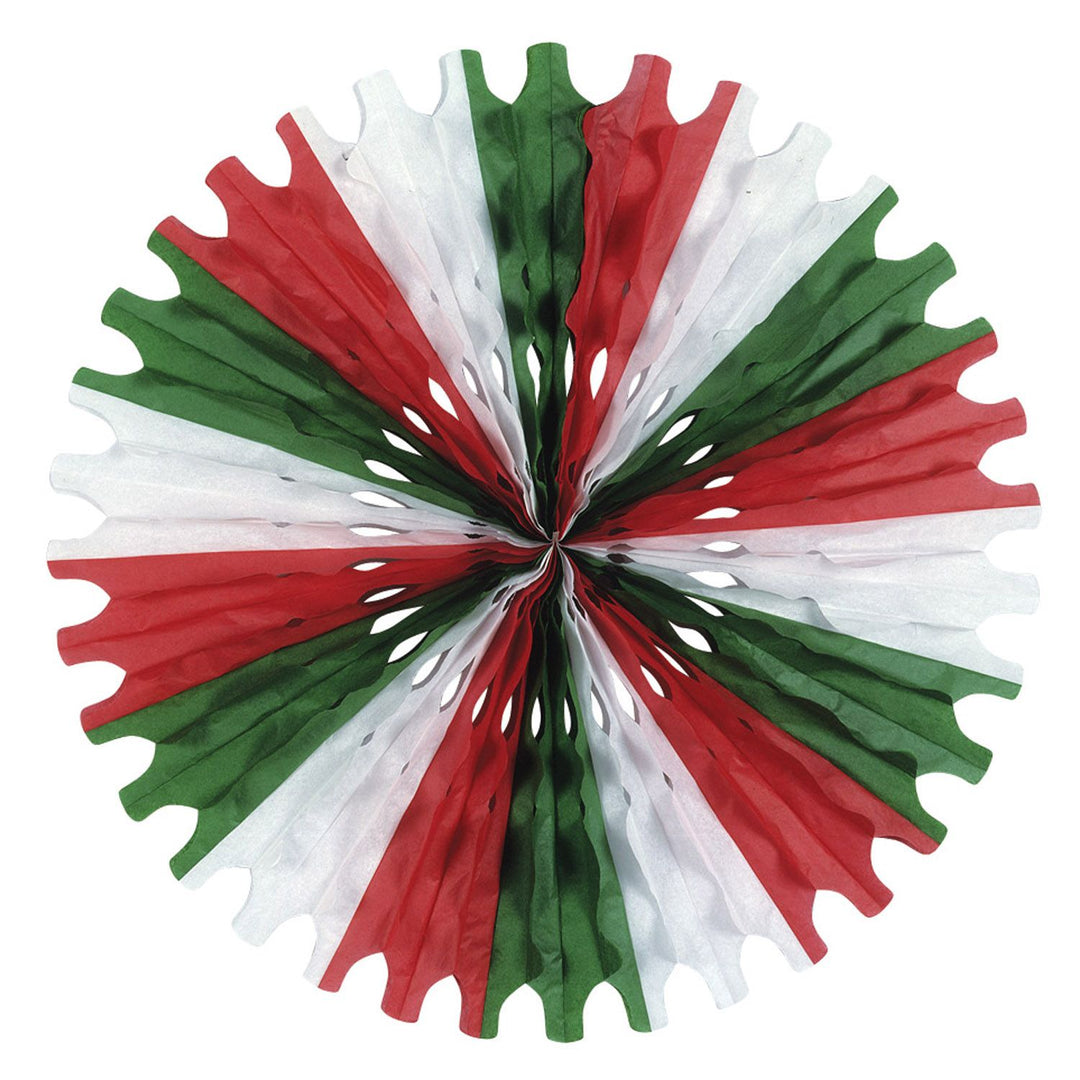 Beistle 25" Red, White and Green Tissue Fan