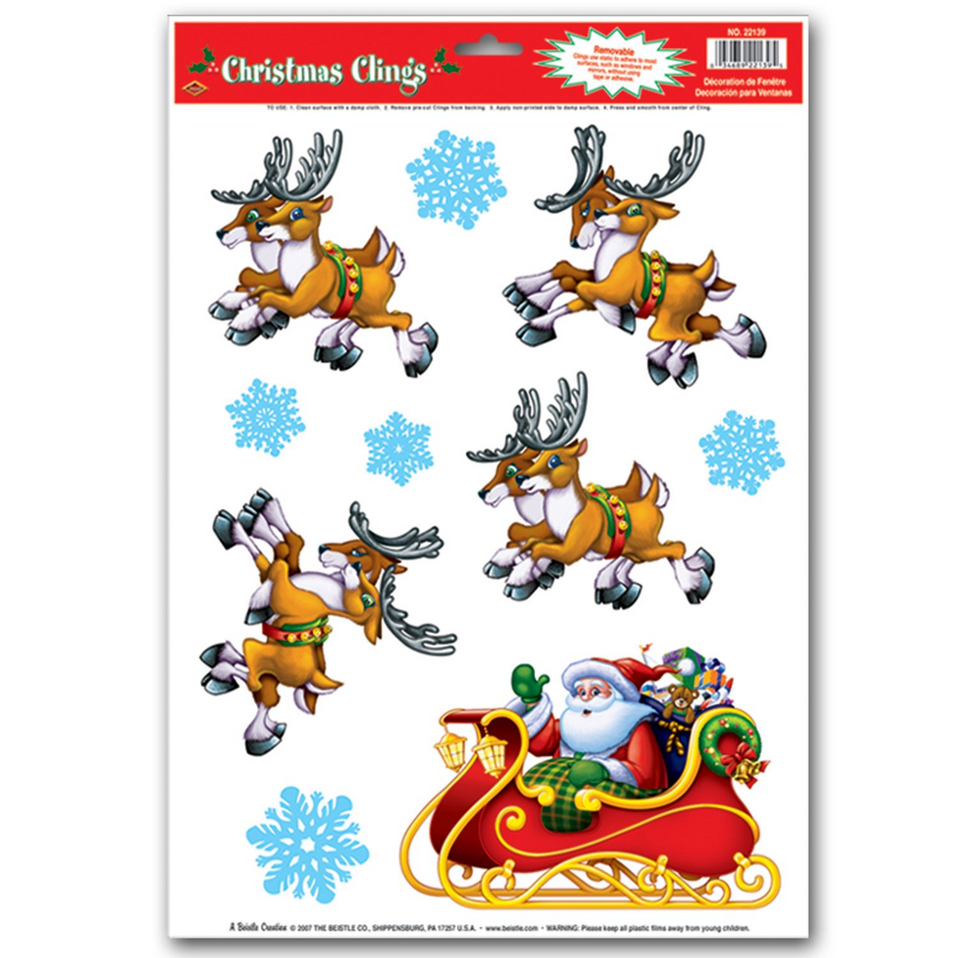 Beistle Santa & Sleigh Clings 10 Count