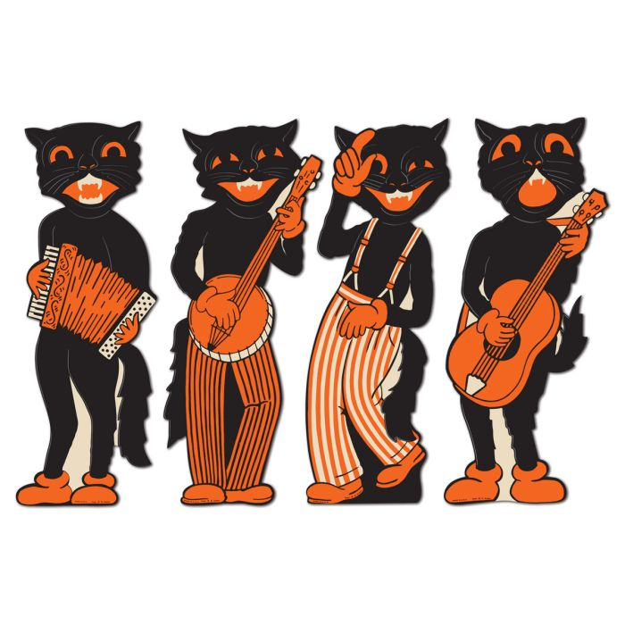 Beistle 01180 Vintage Halloween Scat Cat Band Cutouts 4 Pack