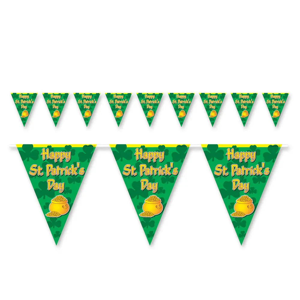 Beistle 30520 11" x 12' Happy St. Patrick's Day Pennant Banner
