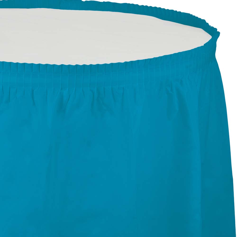 Creative Converting 14' X 29" Turquoise Plastic Table Skirt