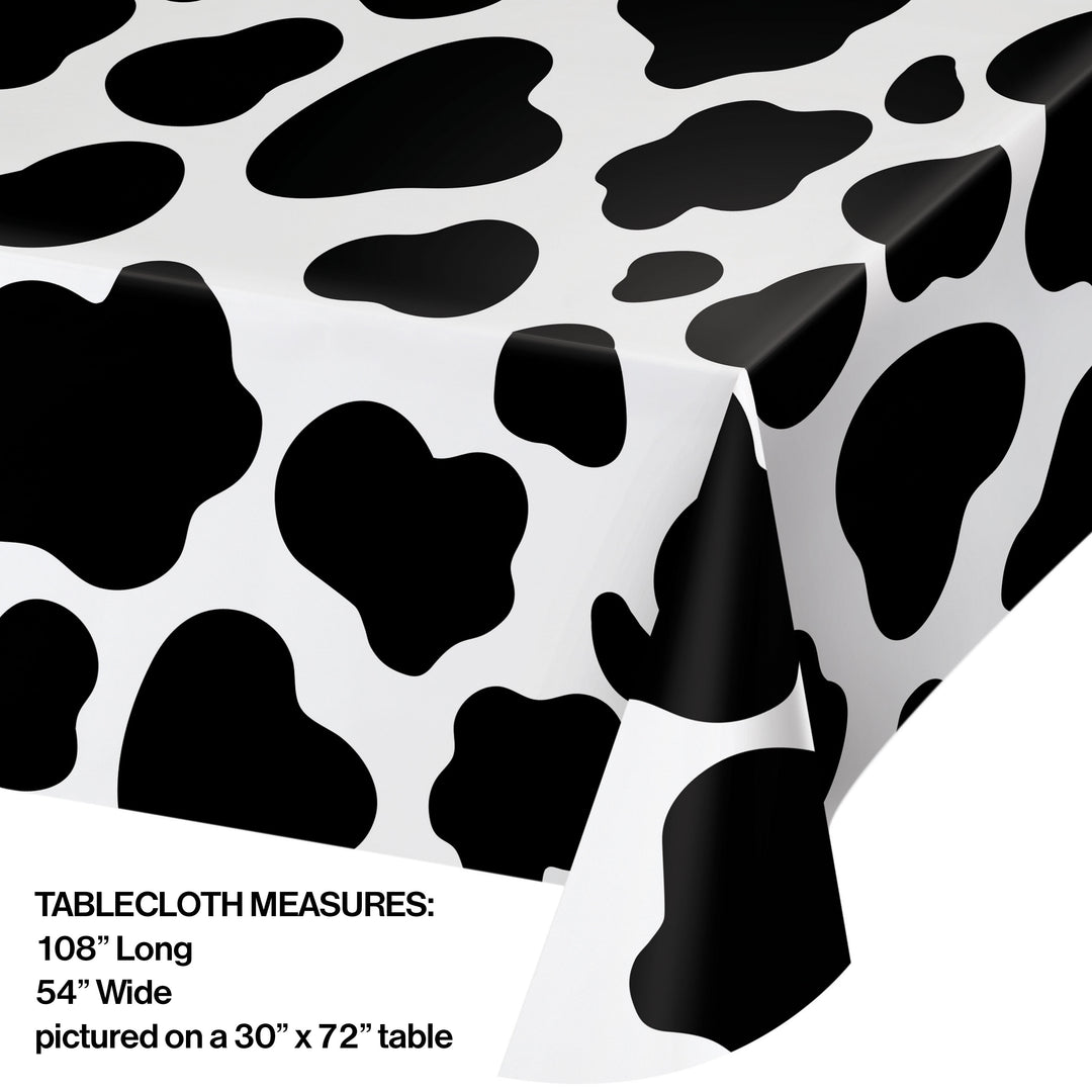 Creative Converting 329659 54" x 108" Plastic Cow Print Table Cover