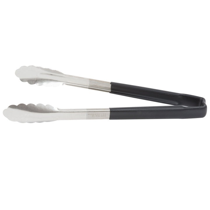Vollrath 4781220 Stainless Steel One-Piece Scalloped Tongs with Black Kool-Touch Handle 12"