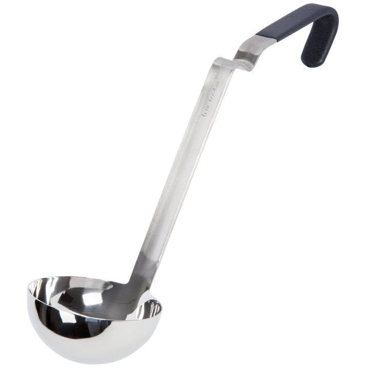 Vollrath 4980622 6 oz Stainless Steel Ladle with Black Ergo Grip Handle