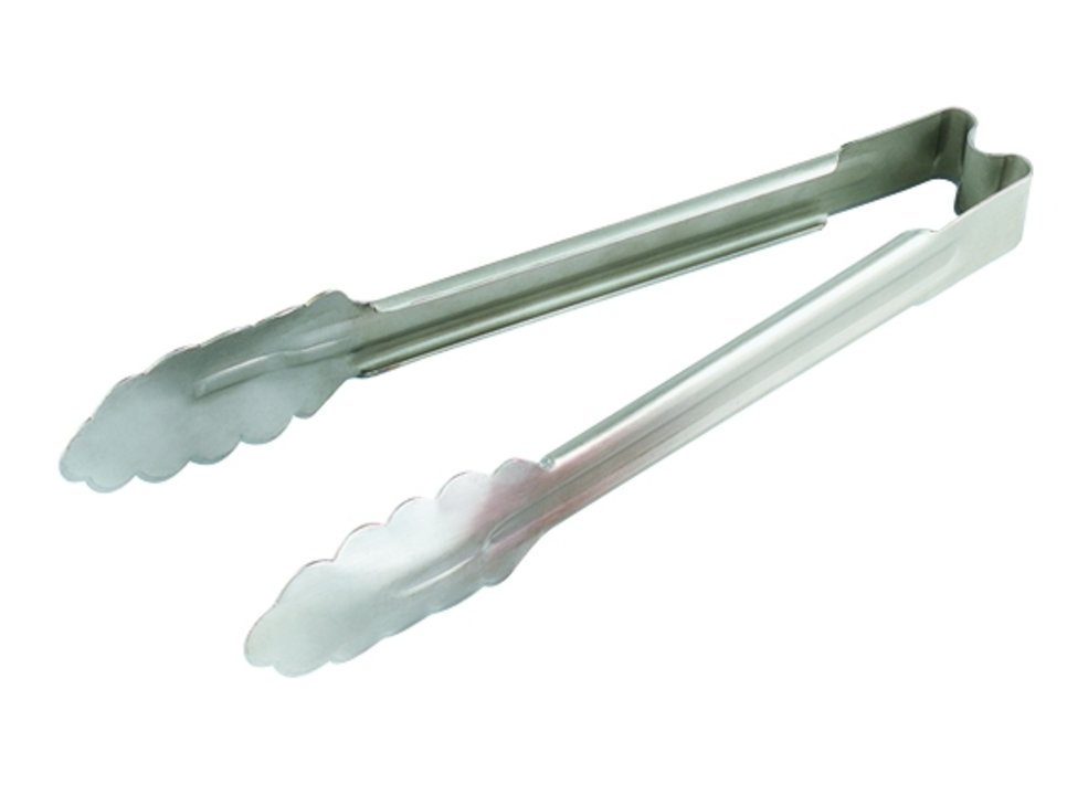 Vollrath 4781210 Stainless Steel Heavy Duty One-Piece Scalloped Tongs 12"