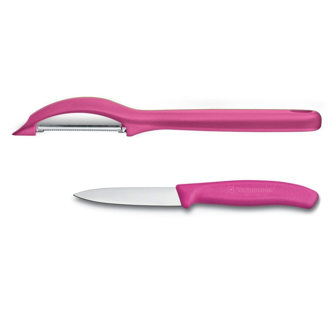 Victorinox Swiss Army Kitchen Pink Paring Knife and Peeler Set