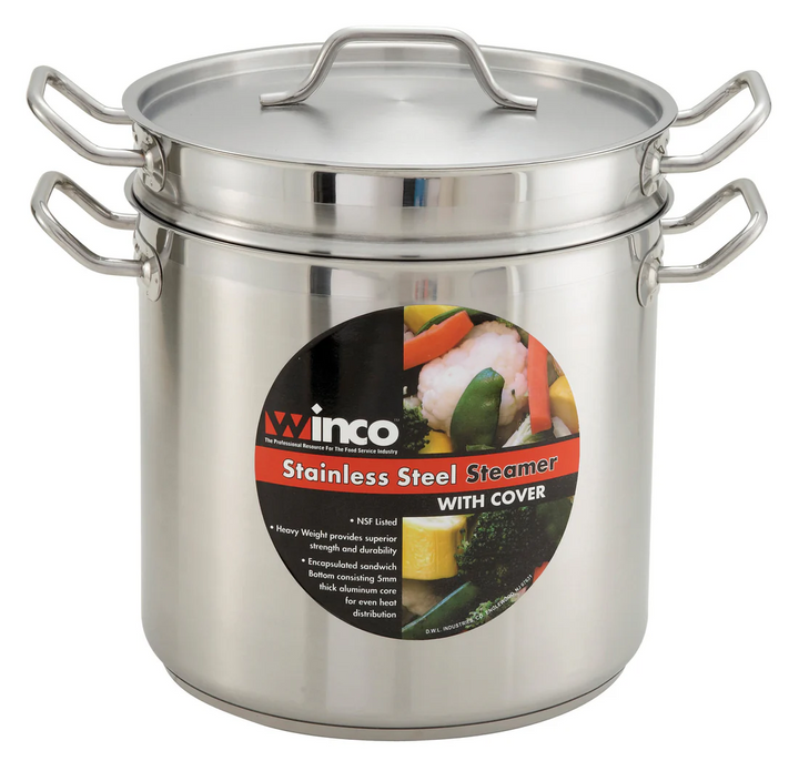 Winco SSDB-12S Stainless Steel Steamer / Pasta Cooker 12 qt