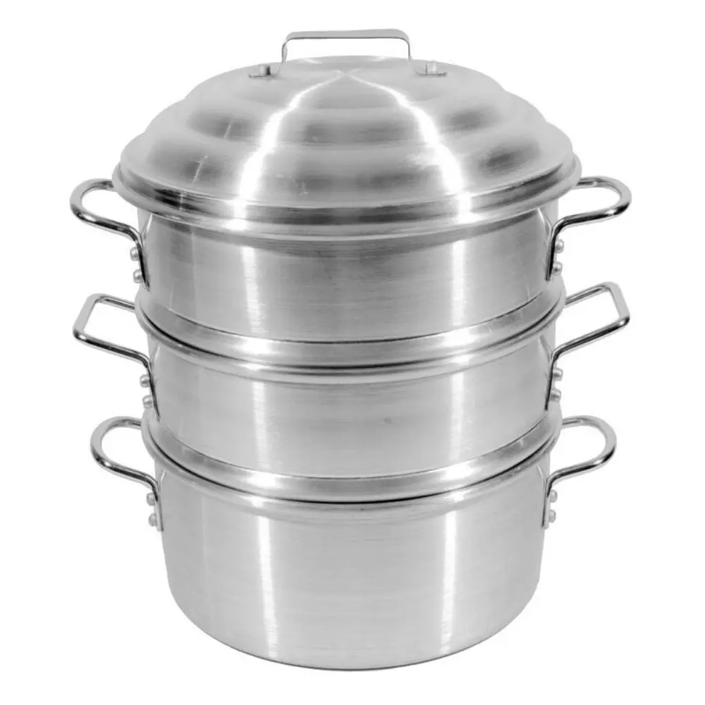 18-Inch, 2-Tier Aluminum Steamer with Lid and Basket