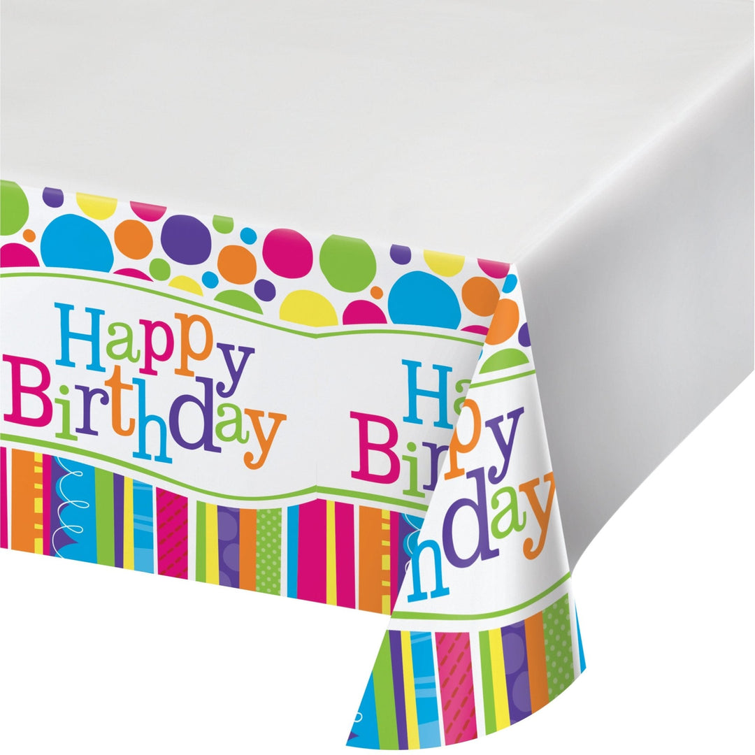 Creative Converting 54" X 108" Happy Birthday Plastic Table Covers