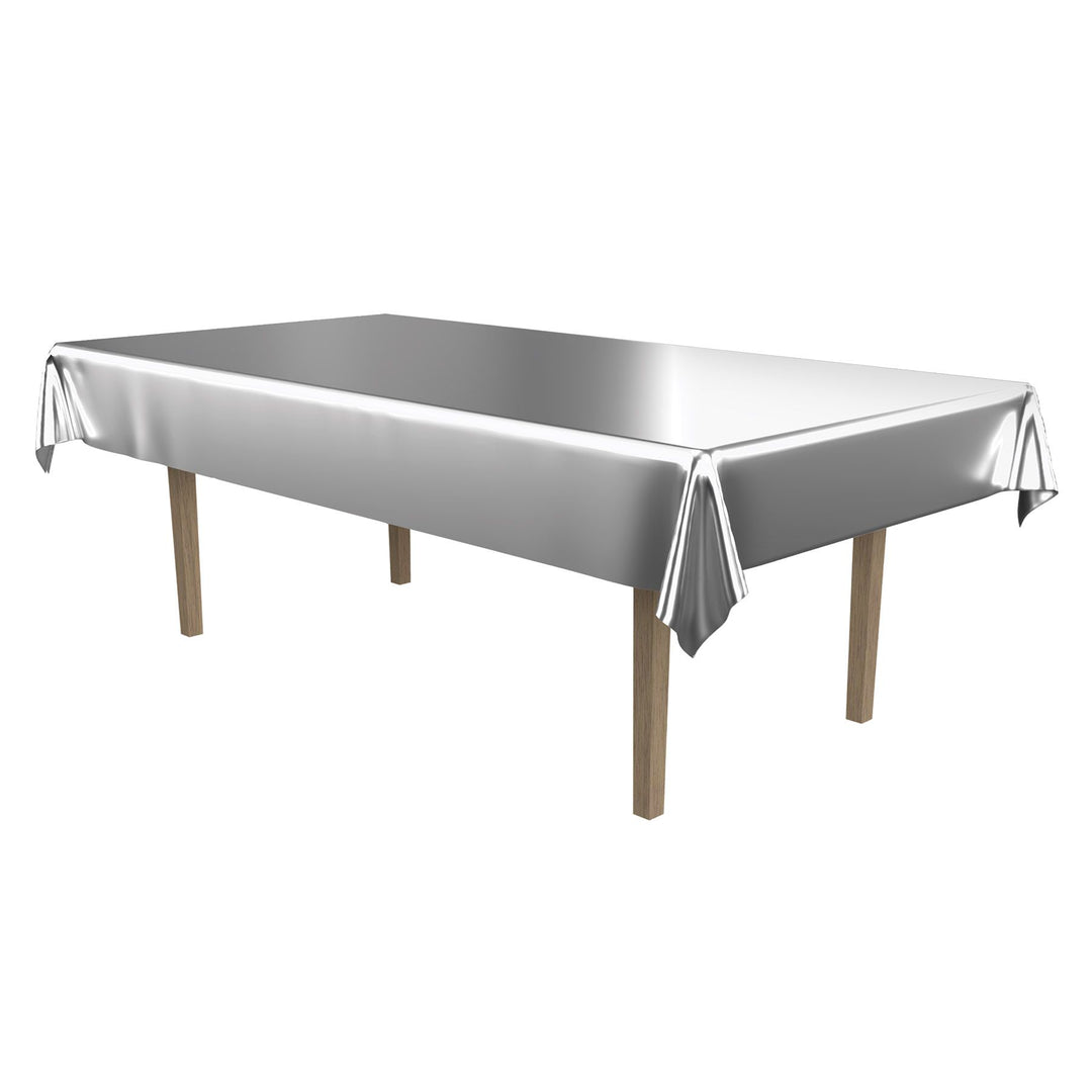 Beistle 54" X 108" Metallic Silver Plastic Table Cover (53896-S)