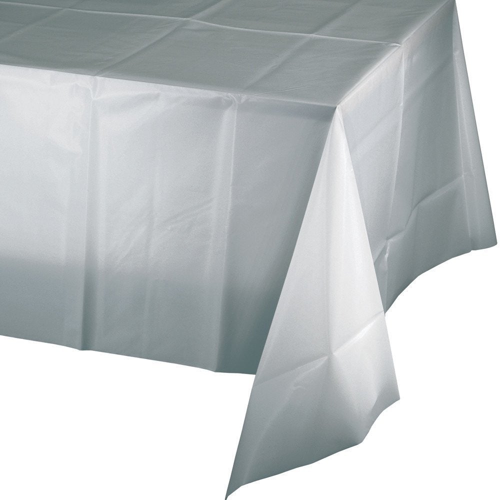 Creative Converting 54" X 108" Silver Plastic Table Covers